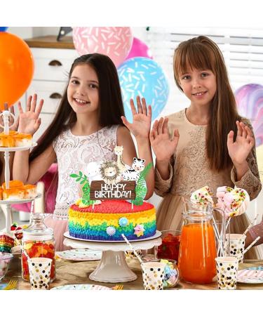 Jungle Animal Cake Toppers for Giraffe Lion Theme Party Happy Birthday Cake Topper Cupcake Decoration for Girls Boys Party Supplies for Jungle Theme Birthday Party(Multicolor) - Buy Online on GoSupps.com