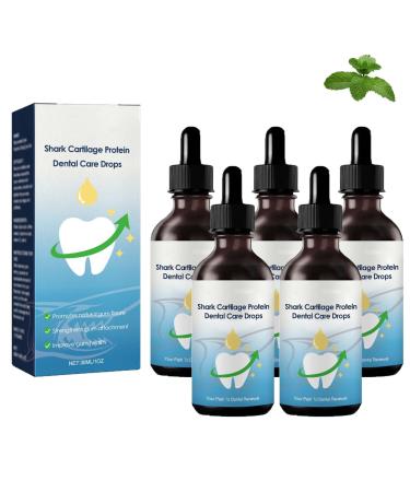 Aexzr Shark Cartilage Protein Dental Care Drops Shark Cartilage Protein Drops for Dental Regrowth Gum Regrowth Drops Teeth Color Corrector Serum Tooth Whitening Serum Tooth Stain Removal (5PC)
