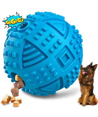 Dog Balls Treat Dispensing Dog Toys, Dog Toys for Aggressive Chewers Large Breed, Nearly Indestructible Squeaky Dog Chew Toys for Large Dogs, Natural Rubber Dog Puzzle Toys, Tough IQ Dog Treat Balls BALL-Blue