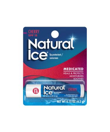 Mentholatum Natural Ice Cherry SPF 15 Medicated Lip Balm 0.15 Ounce (Pack of 8)
