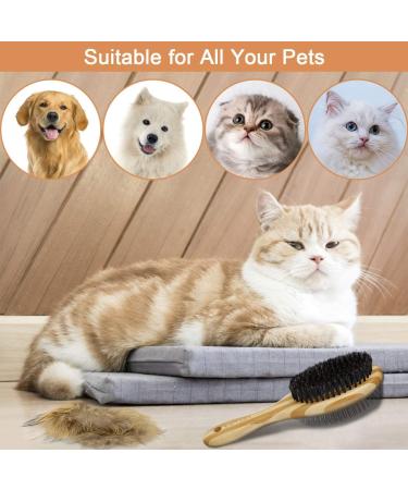 Melliex Cat & Dog Brush - Dual-Sided Brush with Wild Boar Bristles & Needle Brush for Short & Long Hair Pets - Perfect for Grooming Cats & Dogs Internationally - Buy Online on GoSupps.com