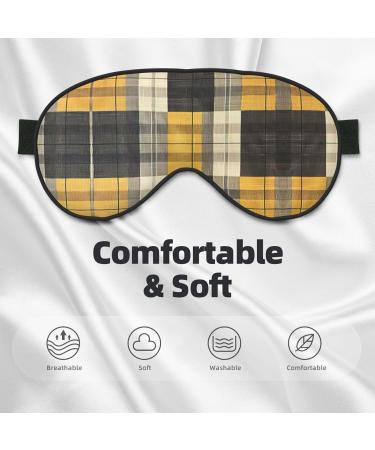 Unisex Double-Sided Plaid Sleep Mask - Yellow Gray Black | Ideal for Restful Sleep & Skin Care - Buy Online on GoSupps.com