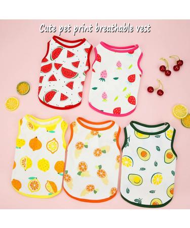 5-Pack Cute Fruit Printed Dog Shirts | Breathable Puppy Vests & Summer T-Shirts for Small Dogs & Cats | Fashionable Beach Clothes - Buy Online on GoSupps.com