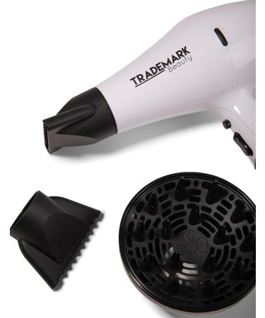 Trademark Beauty Speedy Blo Hair Dryer Professional Strength Blow Dryer with Diffuser & 2 Concentrator Nozzles Faster Dry Time Compact Lightweight and Durable White - Buy Online on GoSupps.com