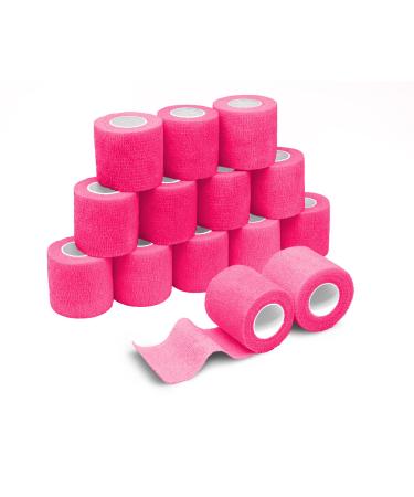 FriCARE 14 Pack Self Adhesive Bandage Wrap, 2 Inch Wide Rainbow Cohesive First Aid Medical Tape for Wrist, Knee, Ankle (Pink)