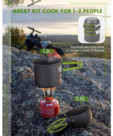 OUOYYO 13PCS Camping Cookware Mess Kit with Camping Stove - Compact & Durable Set for Backpacking, Hiking, and Camping - Buy Online on GoSupps.com
