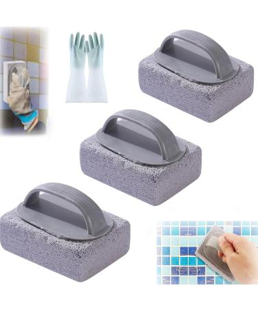 Hand-Held Pools Pumice Stone Pumice Stone for Pool Cleaning Pool Cleaning Block with Handle Swimming Pumice Pool Tile Stone for Clean Pool Tile Scrubbing Scouring Stone for Swimming Pools (3pcs)