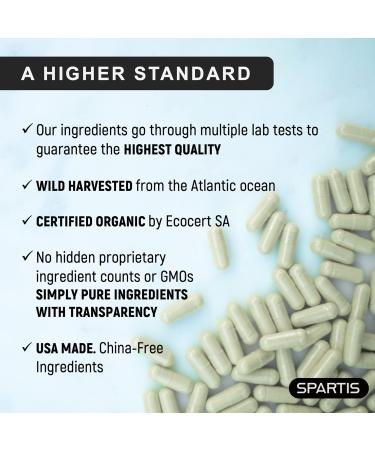 SPARTIS Certified Organic Sea Moss Capsules 2250mg Wildcrafted Irish Sea Moss Burdock Root Bladderwrack Supplement Raw Seamoss Pills & Powder (Pack of 1 at 180-Caps) - Buy Online on GoSupps.com