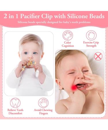 Soft Fexible Pacifier Clip Set - 4 Pack for Newborn Boy and Girl | Binky Holder Clips | Neutral Baby Shower & Christmas Gift - Buy Online on GoSupps.com