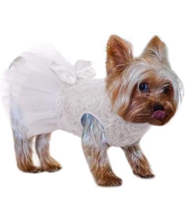 Asenku Dog Dress - Princess Lace Wedding Outfit for Small Medium Dogs & Cats | Elegant Birthday Party Formal Clothing in White - Buy Online on GoSupps.com