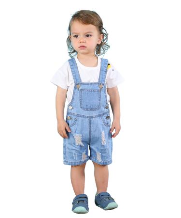 KIDSCOOL SPACE Baby Girl Boy Jean Overalls Toddler Summer Denim Shortall 2-3 Years Blue-2035