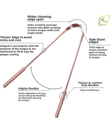 Ved Tongue Scraper - 100% Pure Copper Natural Tongue Cleaner with Eco-Friendly Travel Bag | Comfortable Handle for Optimal Oral Hygiene - Buy Online on GoSupps.com