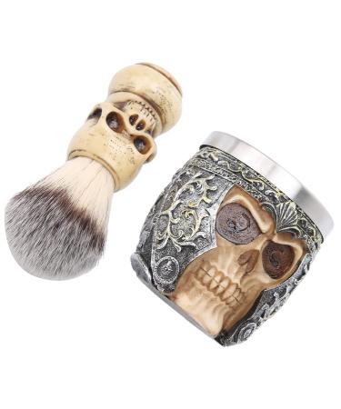 Shaving Brush Bowl Set Skeleton Head Beard Brush Set Shaving Brush Brush Soap Dish Men's Beard Shaving Set for Salon for Home