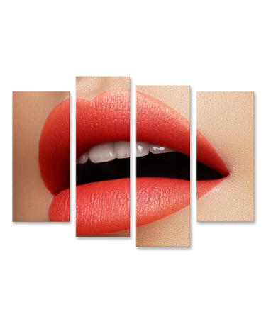 islandburner GBDV-4erPx Canvas Image Cosmetics Makeup Gloss Lipstick On Lips Closeup of Beautiful Female Mouth with Red and Pink Lip Makeup Part of Face Wall Living Room Office Images
