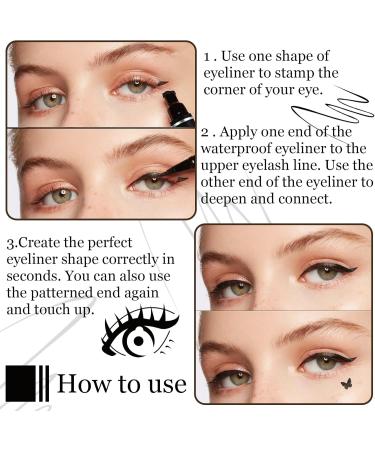 Double Side Liquid Winged Eyeliner Stamp Smudge Proof Waterproof Eyeliner Pen Set Long-Lasting Eye Liner Face Makeup Star Flowers Hearts Triangle Black Eyeliner Stamp Pencil(5PCS) - Buy Online on GoSupps.com