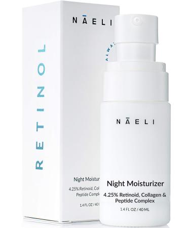 Retinoid Night Cream for Face - 4.25% Retinol Moisturizer with Collagen  Peptides & Hyaluronic Acid - Anti Aging Complex for Wrinkles & Fine Lines  1.4 oz