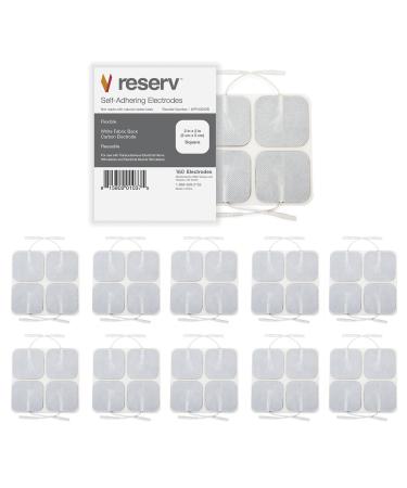 reserv 2 x 2" Premium Re-Usable Self Adhesive Electrode Pads for TENS/EMS Unit Fabric Backed Pads with Premium Gel (White Cloth and Latex Free) (4 Pack (160 electrodes))