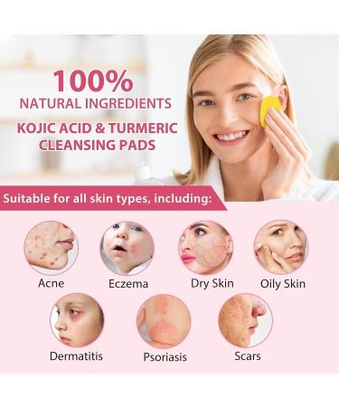 Kojic Acid and Turmeric Pads Turmeric Kojic Acid Cleansing Pads Face Turmeric & Kojic Acid Pads Turmeric Exfoliating Foaming Pads Exfoliating Cleansing Pads for All Skin Types - Buy Online on GoSupps.com