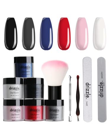 Drizzle Beauty Dipping Powder Nail Set of 6 Colors White Black Red Dip Powder with Manicure Tools Best Gift for Women Gallery