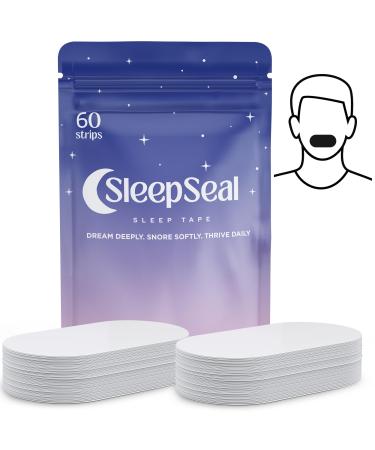 SleepSeal Mouth Tape for Sleeping | 60 White Strips | Snoring Aid Sleep Tape for Enhanced Nasal Breathing | Strong and Comfortable Hypoallergenic Adhesion White 60
