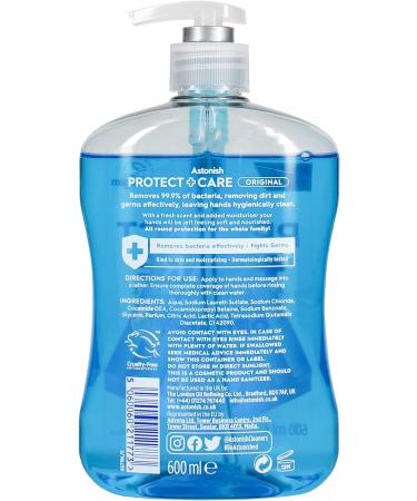 Astonish Protect & Care Moisturising Anti-Bacterial Hand Wash Soap 600ml - Gentle on Skin - Buy Online on GoSupps.com