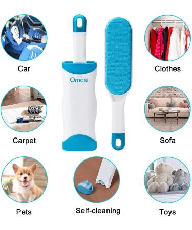 Grandomasi Self-Cleaning Lint Brush | Double-Sided Pet Fur & Lint Remover for Furniture & Carpets - Blue - Buy Online on GoSupps.com