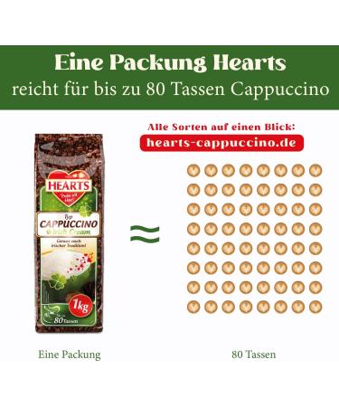 HEARTS Cappuccino Irish Cream 10 x 1kg Cans - Enjoy Irish Tradition - Shelf-stable Packaging - Easily Soluble Instant Coffee Powder - Enough for 800 Cups - Buy Online on GoSupps.com