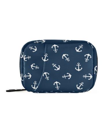 ALAZA Nautical Anchor Navy Blue Pill Box 7 Day Pill Case Travel Pill Organizer Bag with Zipper Portable Weekly Case Compact Size Vitamin Supplement Holder for Travel Family Business Camping 4.6 x 3.14 x 1.88 in Color 3