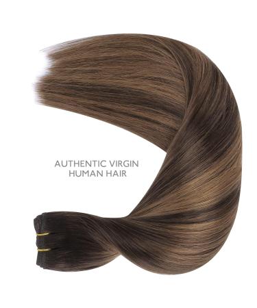 Shop 35cm 80g Balayage Real Hair Extensions - Dark Brown to Chestnut Brown Sew-In Wefts - Buy Online on GoSupps.com