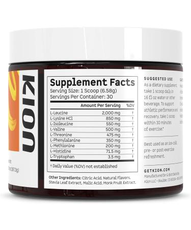 Kion Aminos Essential Amino Acids Powder - Amino Acid Nutritional Supplements Aminos Powder Essential Amino Energy No Caffeine EAAs Amino Acids Powder BCAA EAA - 30 Servings Mango - Buy Online on GoSupps.com