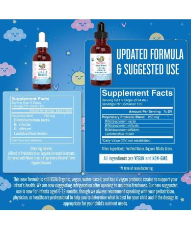 USDA Organic Liquid Probiotic Drops | 4 Month Supply | Digestive Health & Immune Support | Vegan | Non-GMO | 1 Fl Oz - Buy Online on GoSupps.com