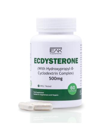 Ecdysterone Complexed with Hydroxypropyl- -Cyclodextrin for Maximum Absorption | High Dosage 500mg x 60 Capsules (2 Months Supply) | Potent Natural Anabolic Supplement - 100% Organic