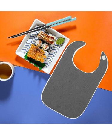 2pcs Adult Bibs for Elderly Washable Feeding Adult Bib with Crumb Catcher Waterproof Clothing Protectors Grey - Buy Online on GoSupps.com