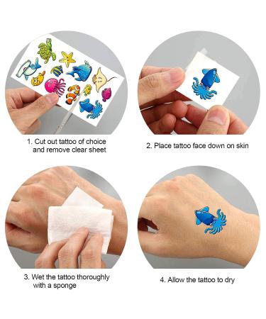 Ocean Animals Temporary Tattoos - 126pcs Mermaid, Tropical Fish, Whale Stickers for Kids - Birthday Party Favors & Decor - Konsait - Buy Online on GoSupps.com