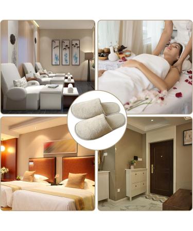 Fiyson 5 Pair Disposable Slippers - Hotel & Travel Slipproof Coral Fleece Closed Toe - Fluffy Beige Slippers for Home & Guests (38 EU) - Buy Online on GoSupps.com