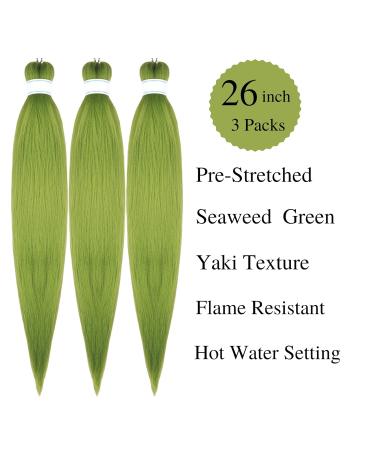 Seaweed Green Pre Stretched Kanekalon Braiding Hair 26 Pack of 3 - Human Hair Box Braids - Buy Online on GoSupps.com