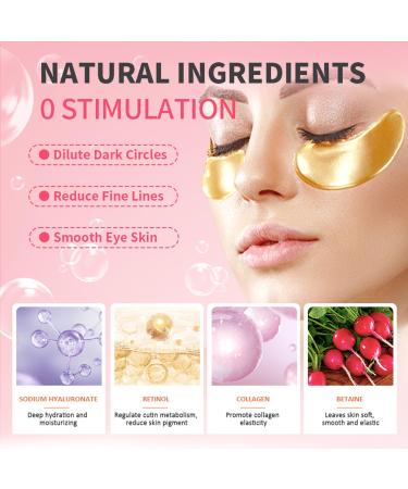 24K Gold Eye & Lip Masks - 20 Pairs Crystal Collagen Patches for Puffy Eyes & Fine Lines - Moisturizing Skin Care Solution - Buy Online on GoSupps.com