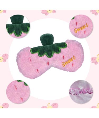 Ulife Mall Strawberry Children Sleep Mask | Soft Plush Cartoon Eye Mask for Kids & Adults | Fun Travel Accessory (Light Pink) - Buy Online on GoSupps.com