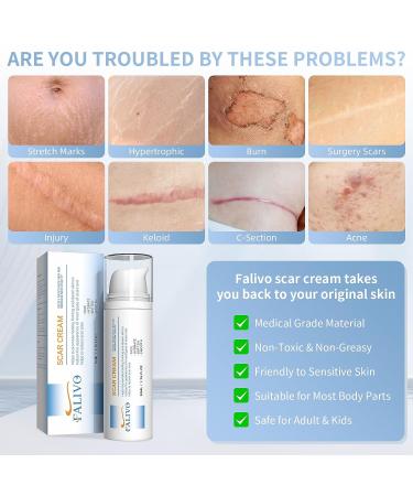 50g Falivo Scar Cream for Surgical Scars/C-Section/Stretch Marks - Silicone Scar Gel for Face & Body - Buy Online on GoSupps.com