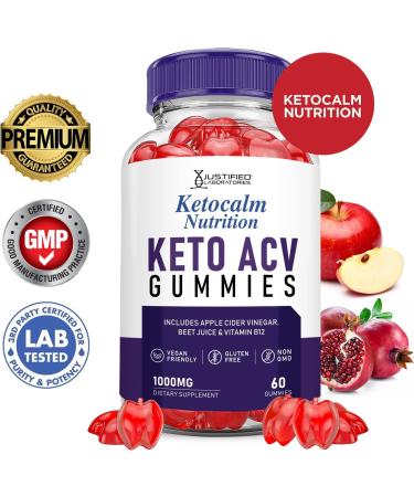 Ketocalm Nutrition Keto ACV Gummies - 1000MG Apple Cider Vinegar with Pomegranate & Beet Juice | Vegan Non-GMO | 60 Count Gummy Supplement for Keto Diet - Buy Online on GoSupps.com