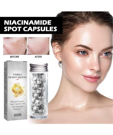Fyearfly Facial Serum Capsules 60 Pieces Nicotinamide Capsules Skin Whitening Fading Spots Moisturizing Soothing Skin Care Capsules with 2 Storage Bottles - Buy Online on GoSupps.com