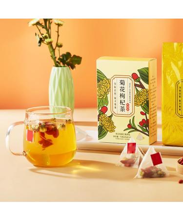 Chrysanthemum Wolfberry Flower Tea 14 Packs Bud Herbal Tea Leaves with Rock Sugar Triangle Bag for Home Office - Buy Online on GoSupps.com