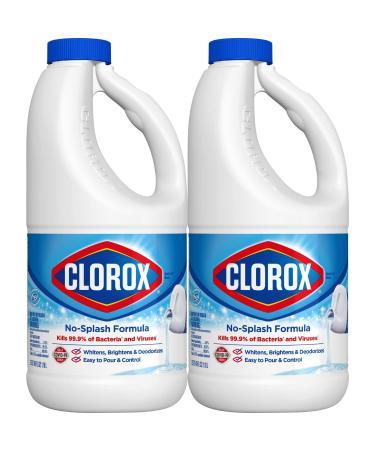 Clorox Splash-Less Bleach1, Disinfecting Bleach Kills 99.9% of Bacteria and Viruses, Regular 40 Fluid Ounce Bottle - Pack of 2 (Package May Vary)