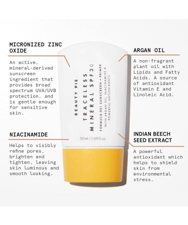 Beauty Pie Traceless Mineral Sunscreen + Primer SPF 30, 1.69 fl oz (50 ml) Invisible Mineral Protection with Niacinamide, Argan Oil & Antioxidants - Buy Online on GoSupps.com