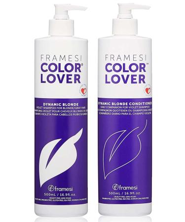 Framesi Color Lover Dynamic Blonde Purple Shampoo, Sulfate Free Shampoo, Color Treated Hair Shampoo & Conditioner, 16.9 Fl Oz