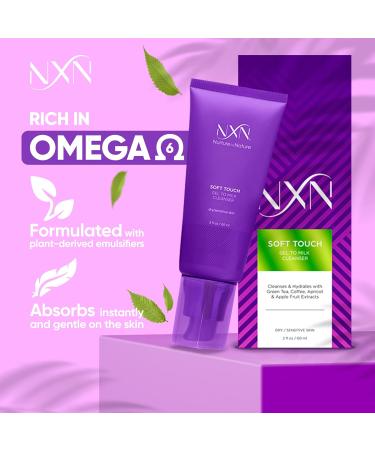 NXN Gel-to-Milk Facial Cleanser | Gentle Daily Wash for Hydrating Dry & Sensitive Skin | Fresh Scent - 2 Fl Oz - Buy Online on GoSupps.com