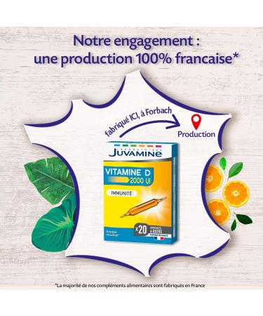 JUVAMINE - Immunity - Vitamin D 2000 IU 50ug - Immune Defenses - Box of 20 Ampoules (Pack of 1) - Buy Online on GoSupps.com