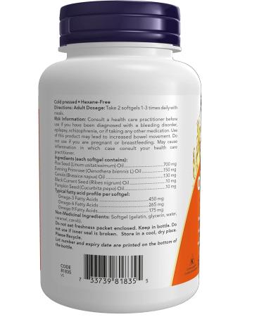 NOW Supplements Omega 3-6-9 Seed Oil Blend 1000mg Softgels 100 Count - Buy Online on GoSupps.com