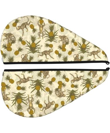 Shop Hair Towel Wrap & Turban for Quick Drying - Monkey & Pineapple Design - Buy Online on GoSupps.com