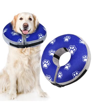 FWLWTWSS inflatable hinges of the hinge & sore throat cat protective collar dog with adjustable buckle dog collar leak protection for recovery after operations or wounds do not block the view of blue neck: 45.7cm- 63.5cm XL